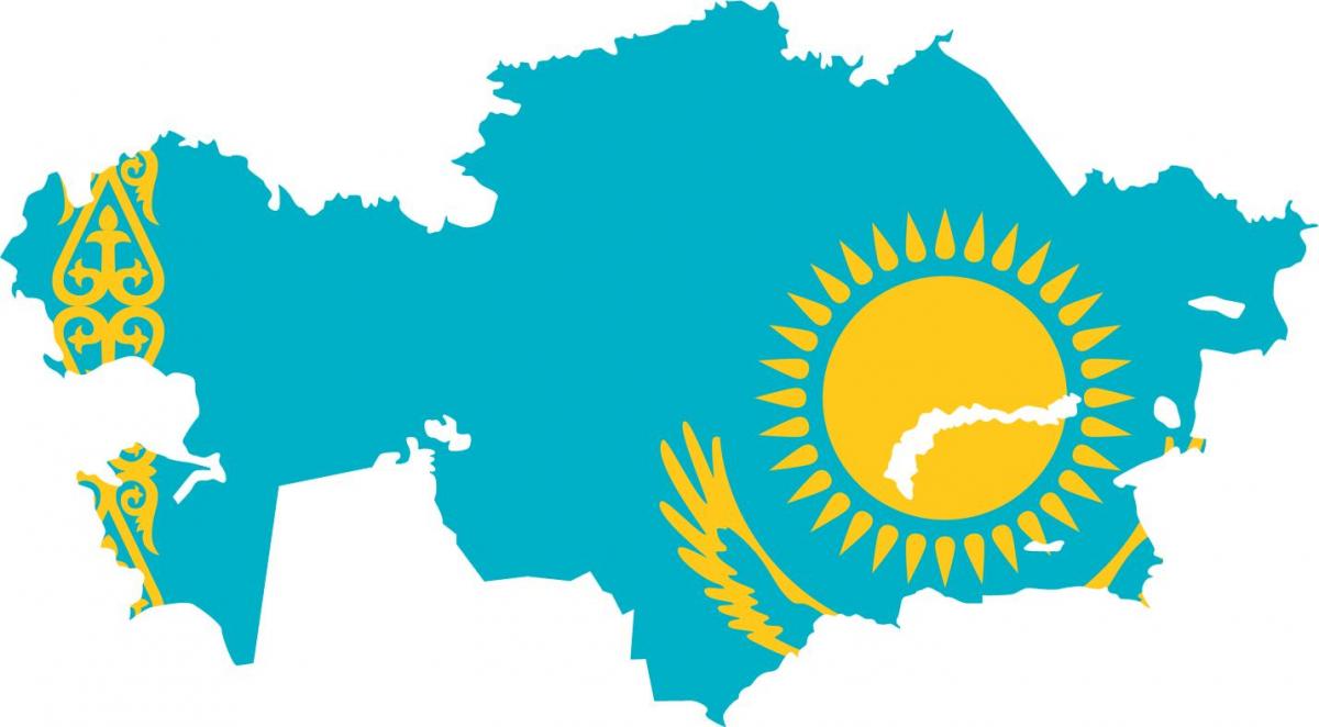 χάρτης του Καζακστάν σημαία