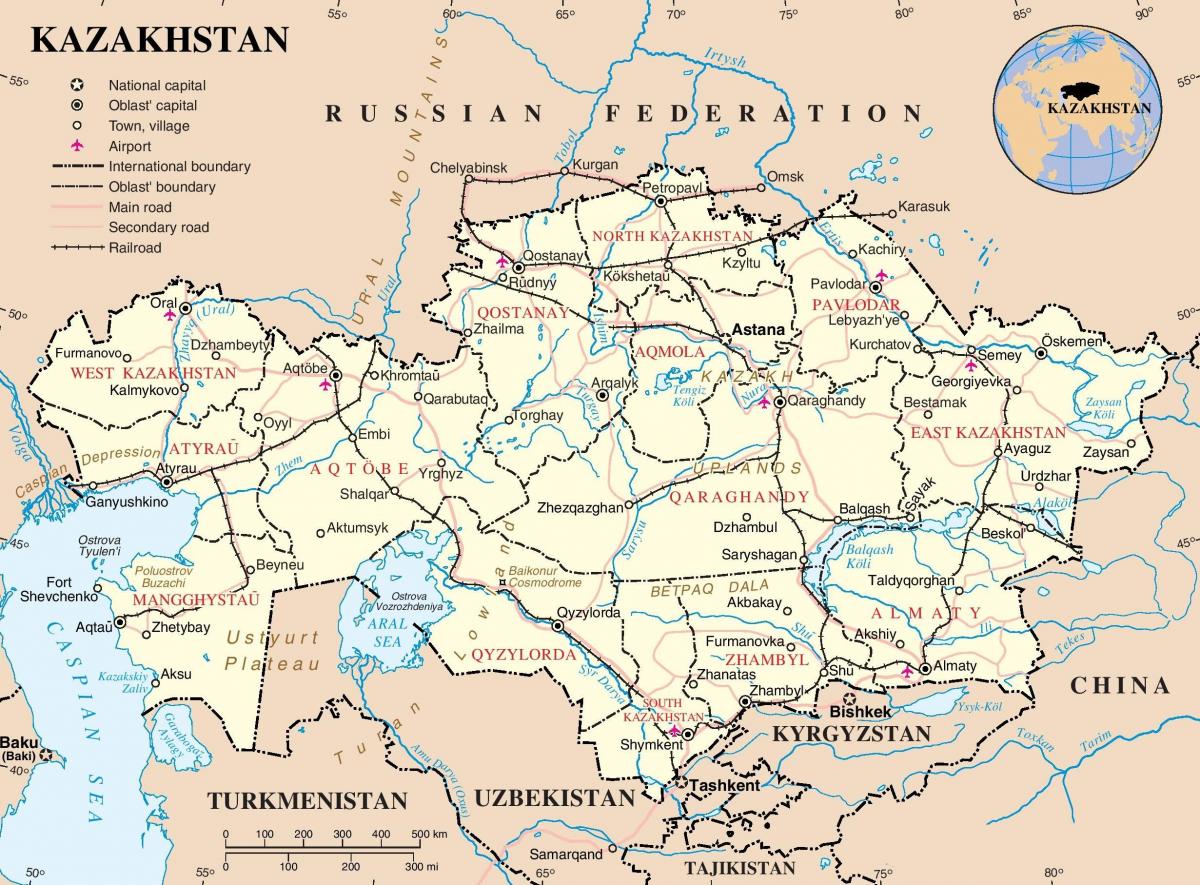 χάρτης του Καζακστάν πολιτική