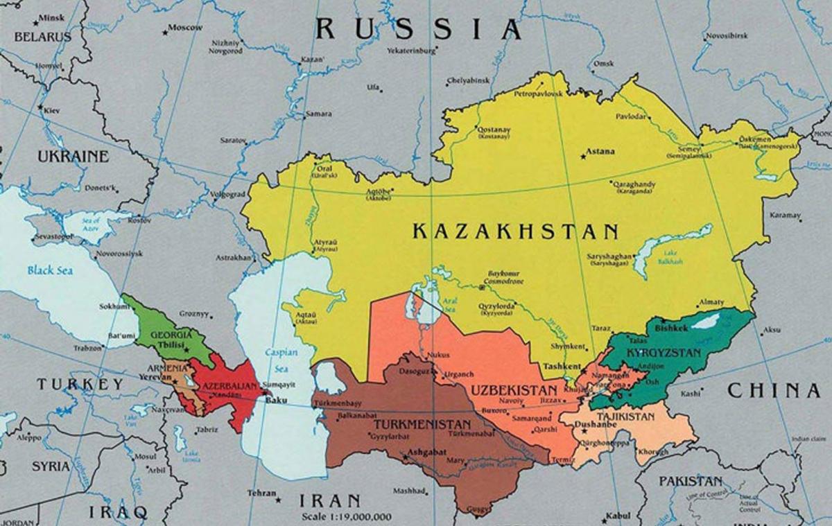 χάρτης του Καζακστάν γύρω χώρες