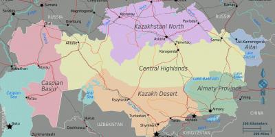 Χάρτης του Καζακστάν περιοχές